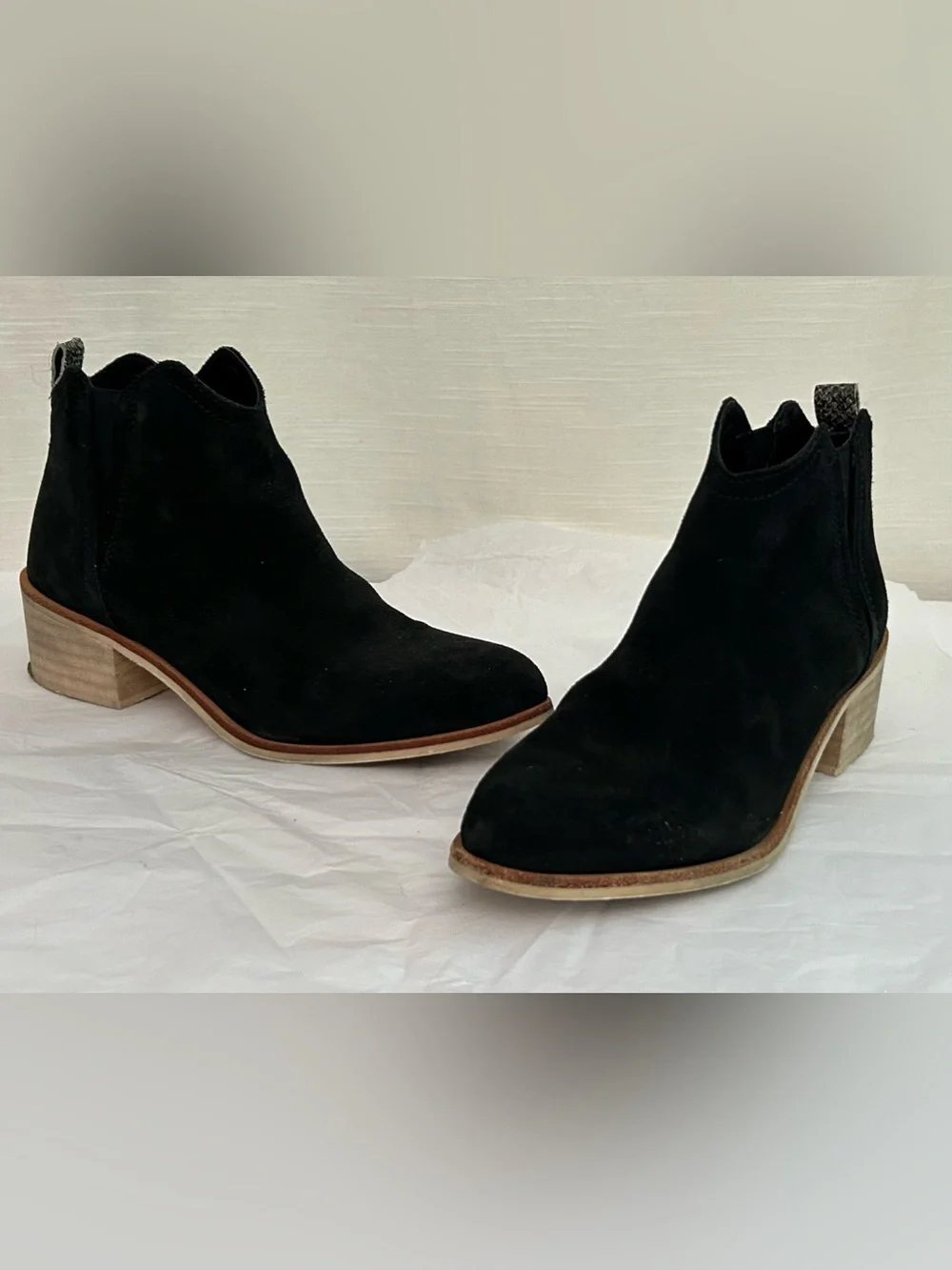 Crevo Black Suede Chukka‎ Boots with Stacked Wood Heel